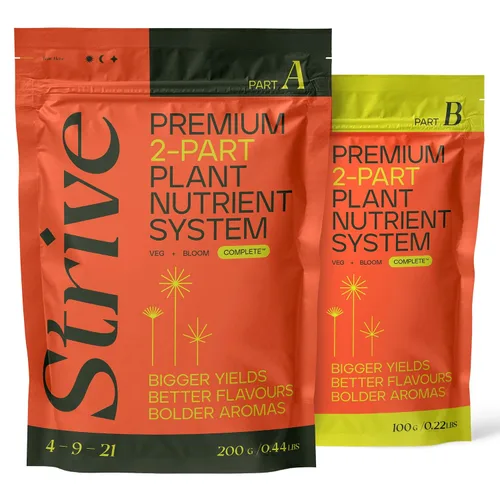 Kit Combo Inicial de Fertilizante Strive - Nutrientes Hidropónicos Generales para Vegetales + Floración - Alimento para Plantas de Cultivo en