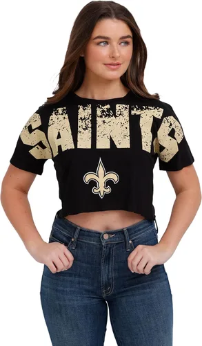 Miniatura 13 de FOCO NFL Womens NFL Team Logo Ladies Fashion Distressed Wordmark Petite Size Crop Top Shirt