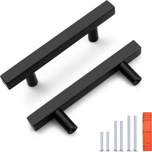 Miniatura 9 de KNOBWELL - Paquete de 5 tiradores modernos de acero inoxidable para puertas de armarios, cajones de cocina, baño, distancia entre agujeros 2.52 Negro