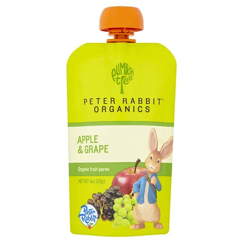 Peter Rabbit Organics Puré de Frutas Manzana Uva, 4 oz