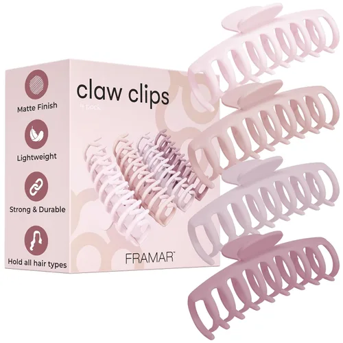 Miniatura 12 de FRAMAR - Pinzas grandes de garra para cabello grueso – Pinza grande para cabello grueso, pinzas grandes para mujeres, pinzas de garra para mujeres