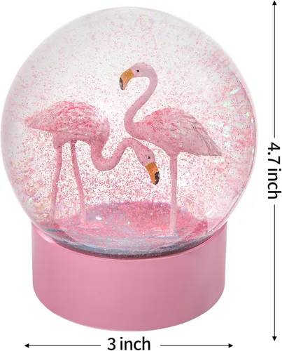 Miniatura 5 de Globo de nieve de flamenco rosa, globos de nieve de 100 mm para niñas, globos de nieve decorativos para decoración del hogar, cumpleaños