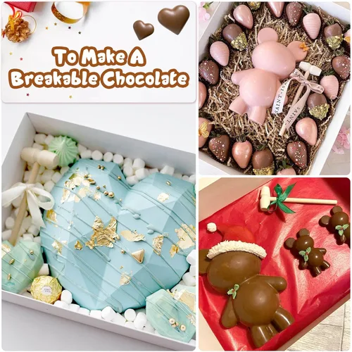 Miniatura 6 de Caffox Mini martillos de madera para chocolate, 30 mazos de madera pequeños para corazón de chocolate rompible, manualidades y accesorios de juego