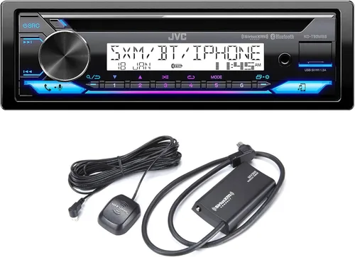 JVC KD-T92MBS Marine/Powersports Radio CD Receptor incluido con SXV300M1 Receptor de radio satelital con antena marina/RV