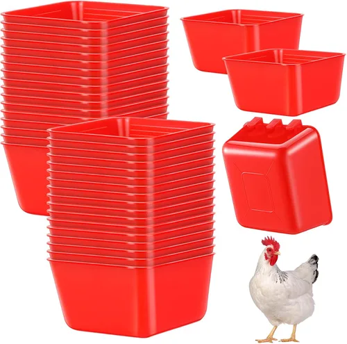 Miniatura 8 de Maxdot 20 piezas de tazas de jaula para comedero de pollo, regaderas para aves de 16 oz, comederos para pájaros colgantes, jaula para conejos, tazón