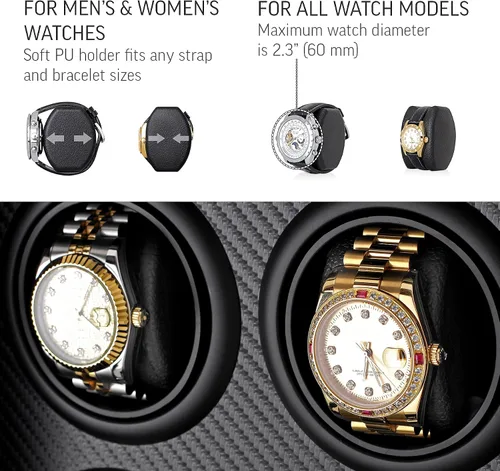 Miniatura 4 de 4 bobinas automáticas para relojes con cajón de almacenamiento retroiluminación LED y mando a distancia