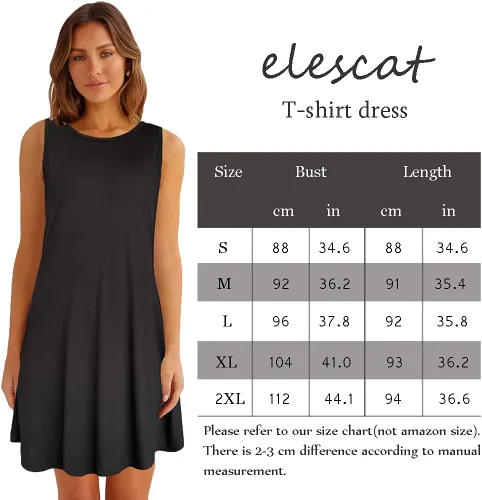 Miniatura 7 de elescat Vestidos de verano para mujer, estilo casual, sin mangas, estampado floral, holgado, con bolsillo