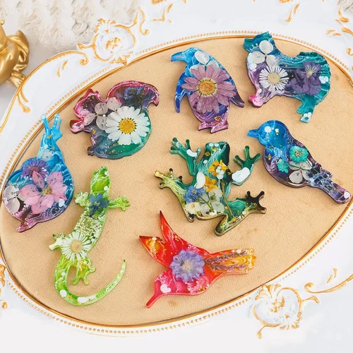Miniatura 5 de Moldes de resina para llavero, lindos moldes de silicona de animales, 16 animales terrestres marinos moldes epoxi para fundición de resina, llavero