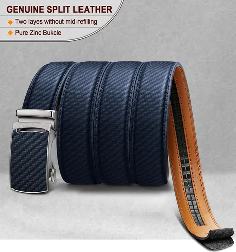 Miniatura 3 de KEMISANT Cinturón para hombre, cinturón de trinquete de cuero, ajuste personalizable, estilo sin esfuerzo de 1.378 in