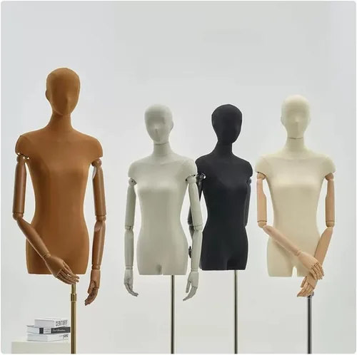 Miniatura 2 de Maniquí femenino Torso Exhibición de ropa Modelo Soporte de cuerpo 55.1-74.8 pulgadas, altura ajustable para vestido, joyería, costura ropa