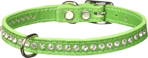 Miniatura 13 de Collar de perro de cuero y cristales de OmniPet Signature, cuero de grano de violeta africana de avestruz, se ajusta a un tamaño de cuello de 6"-8