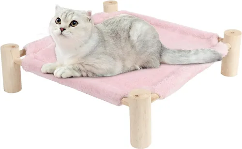 Miniatura 2 de Patas Lague Hamaca para gatos y perros, cama elevada para perros pequeños, cama elevada de madera para gatos y conejos, muebles para todas las Forro