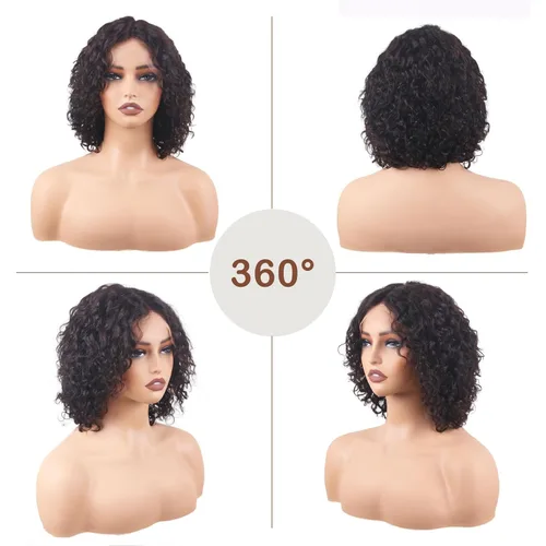 Miniatura 8 de Peluca de cabello humano con encaje frontal en T de 13 x 4 pulgadas, peluca de encaje HD rizado profundo sin pegamento, línea de cabello
