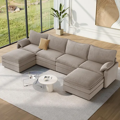 Miniatura 46 de Vesgantti 2 Piece Loveseat & 3 Seater Sofa Set, Modular Cloud Couch, Beige