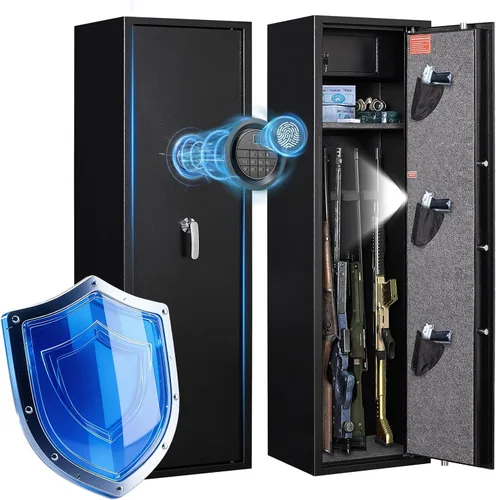 Miniatura 7 de Marcree Caja fuerte para 2-3 armas, caja fuerte para rifles y pistolas, gabinetes para armas para rifles y escopetas con sistema de alarma dual