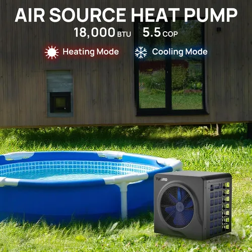 Miniatura 3 de TURBRO Bomba de Calor para Piscina de 18,000 BTU, Calefactor Eléctrico para Piscinas sobre el Suelo y Spas de hasta 6,000 Galones, Intercambiador