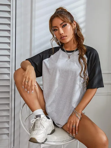 Miniatura 6 de Verdusa Camiseta casual de manga corta con cuello redondo de gran tamaño para mujer