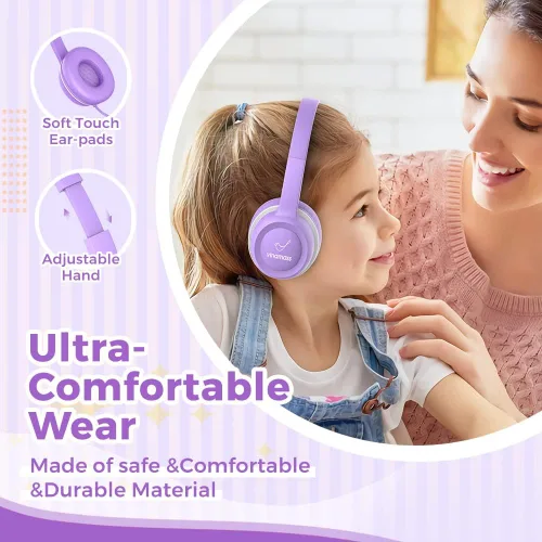 Miniatura 5 de vinamass Auriculares para niños, auriculares con cable para niños con limitador de volumen seguro, auriculares para niños con cable de 0.138 in