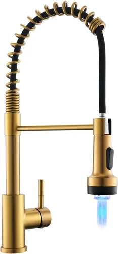 Miniatura 29 de GIMILI Grifo de cocina con pulverizador desplegable orificio único grifo de fregadero de acero inoxidable, adecuado para granjas, RV, lavandería