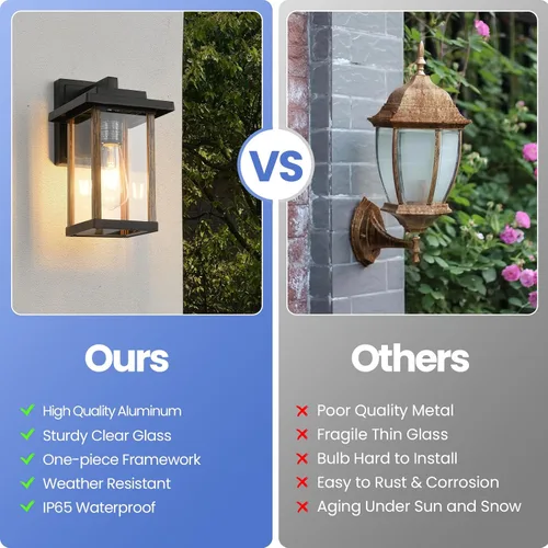 Miniatura 5 de Aplique de pared para exteriores, lámparas de porche exterior, luces de pared exterior antioxidantes para montaje en pared en acabado de grano