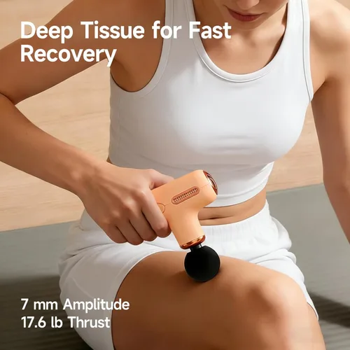 Miniatura 3 de HEYCHY Súper mini pistola de masaje de tejido profundo, masajeador muscular de percusión de tamaño bolsillo con 4 cabezas para hombres, mujeres
