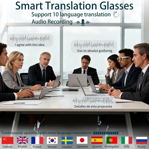 Miniatura 4 de Gafas Inteligentes con Cámara Gafas AI Gafas Bluetooth Lentes Reemplazables, Batería de 48H para Viajes, Conferencias y Vlogging. Traducción, Blanco