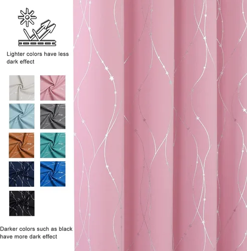 Miniatura 4 de SMILE WEAVER - Cortinas opacas rosa para sala de estar de 84 pulgadas de largo, 2 paneles, cortinas para oscurecer la habitación de niñas, diseño