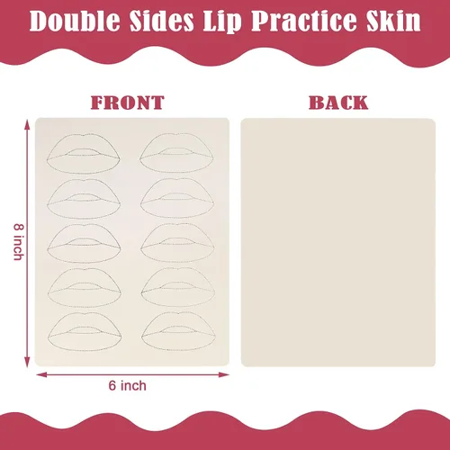 Miniatura 2 de Maitys - 5 hojas de tatuaje de labios para práctica, colorete de labios, práctica de microblading, piel falsa para suministros de máquina