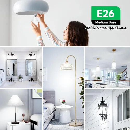 Miniatura 7 de MAXvolador Paquete de 12 bombillas LED A19, bombilla LED equivalente a 100 W, luz blanca diurna de 5000 K, 1100 lúmenes, base media E26, CRI 85+,