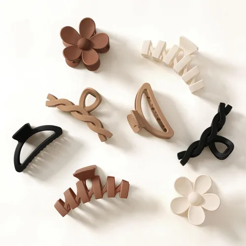 Miniatura 19 de Sunolga 8 pinzas para cabello para mujer, pinzas de garra con forma de flor para cabello grueso, accesorios para cabello antideslizantes