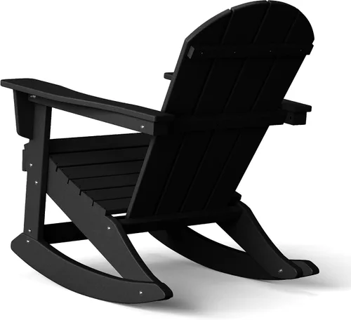 Miniatura 9 de WestinTrends Silla mecedora Malibu de poliéster para exterior/patio Adirondack, Negra