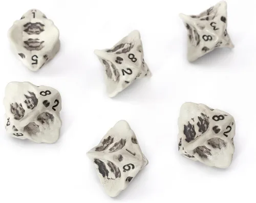Miniatura 16 de Juego de dados DND - Juego de 7 dados poliédricos de calavera y hueso RPG - D20, D12, D10, D10, D8, D6 y D4 caras. Regalo genial y único para Hueso
