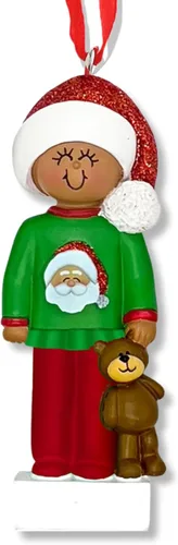Miniatura 2 de Ornaments by Elves - Adorno de Navidad personalizado para niños en Navidad 2025 - Adorno de pijama afroamericano personalizado para decoración