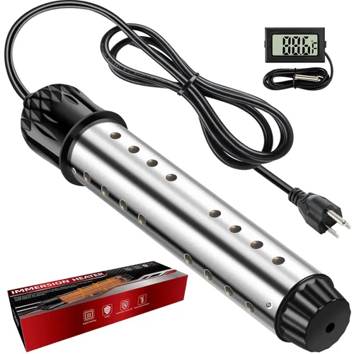 Calentador de agua portátil de 2000 W, calentador de piscina - Calentador de inmersión con termómetro digital, calentamiento de óxido de magnesio