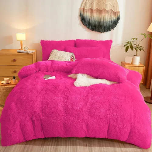 Miniatura 21 de Besfunny Juego de funda de edredón de felpa mullida y acuática Twin Set – Juego de ropa de cama de piel sintética de felpa acuática de 2 piezas