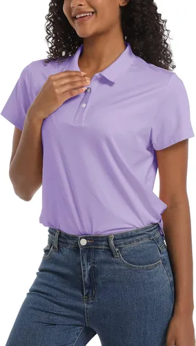 Miniatura 5 de TACVASEN Camisas polo para mujer, con protección solar UPF 50+, manga corta, secado rápido, cuello de 3 botones, ligeras