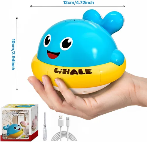 Miniatura 7 de Juguetes de baño para bebés, juguetes de baño con aspersor de ballena iluminada para niños de 1 a 3 años, juguetes de agua de piscina para niños