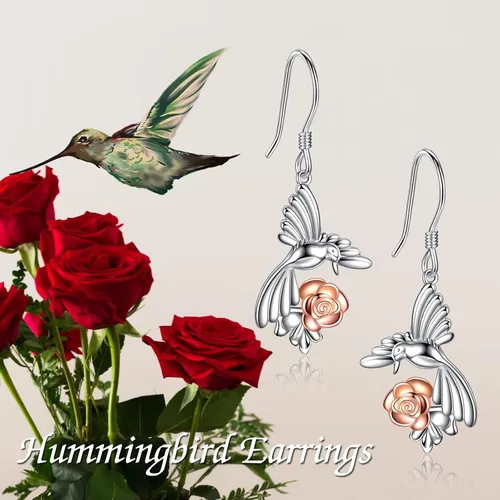 Miniatura 42 de POPKIMI Bonitos aretes colgantes de animales, joyería de animales, regalos de cumpleaños y Navidad para mujeres, aretes de ópalo de cristal de plata