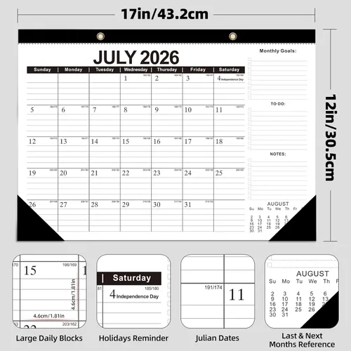 Miniatura 3 de 2026 Calendario de escritorio Calendarios de escritorio 2026-2027 Calendario de pared de 18 meses desde enero de 2026 hasta junio de 2027, papel