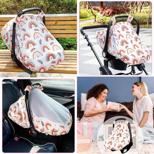 Miniatura 7 de Toldo para asiento de automóvil infantil arcoíris con ventanas abiertas y malla transpirable, a prueba de patadas, suave y elástica, funda