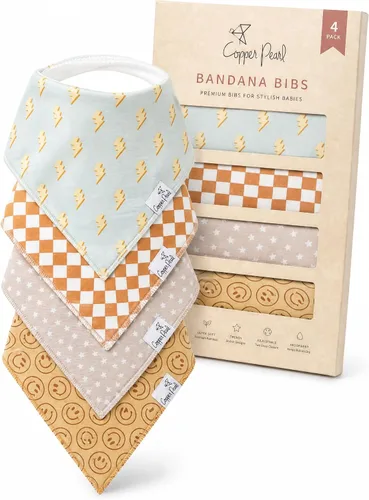 Miniatura 11 de Copper Pearl Baberos tipo bandana para bebé, paquete de 4 baberos de algodón suave para babear y dentición, absorbentes, ajuste ajustable, muchos
