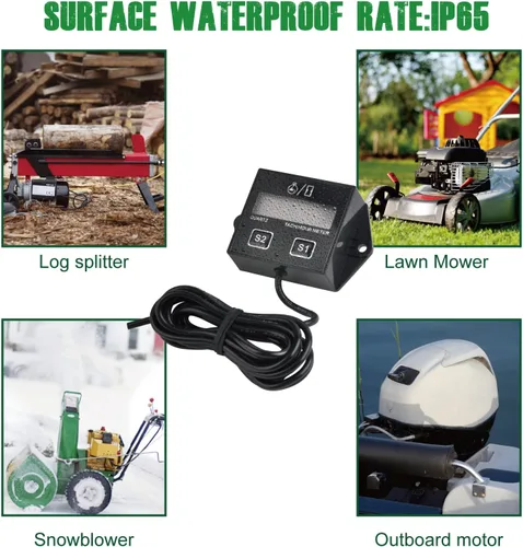 Miniatura 7 de Yooreal Tacómetro digital con batería reemplazable, medidor de revoluciones por minuto para scooter, tractor, motosierra, motor fuera de borda