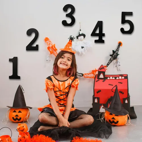 Miniatura 3 de AOCEAN Números de madera negra de 6 pulgadas, número de madera sin terminar para Halloween, números decorativos de pie, rebanadas, decoración
