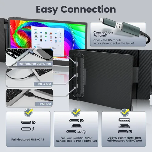 Miniatura 3 de Teamgee Extensor de pantalla para portátil de 14 pulgadas, FHD 1080P IPS triple monitor portátil para portátil de 13 a 17 pulgadas (diagonal)