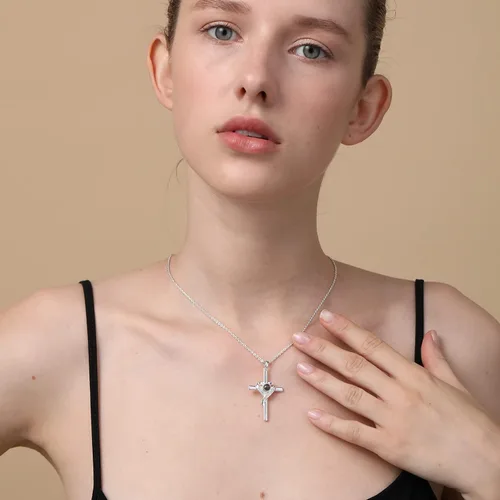 Miniatura 2 de Collar de cruz con versículo de la Biblia para mujer, collar de proyección de 18 + 2 pulgadas, cadena religiosa espiritual, joyería religiosa