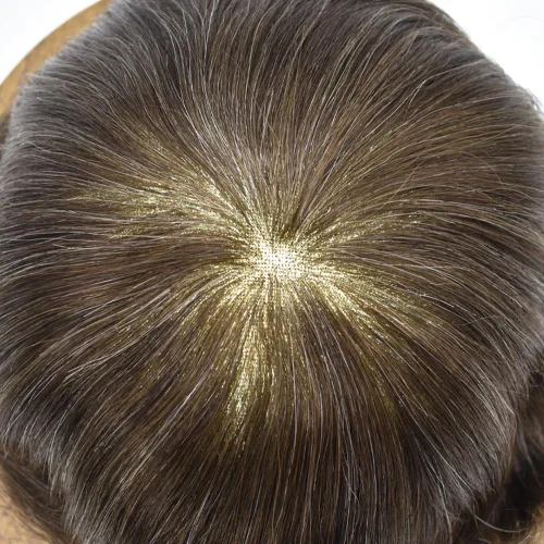 Miniatura 47 de Sistema de reemplazo de cabello de encaje francés para hombre, piezas de cabello de aspecto natural, encaje frontal, negro, marrón, rubio, gris