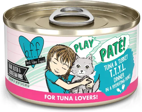 Miniatura 32 de B.F.F. PLAY - Best Feline Friend Paté Lovers, Aw Yeah!, Atún & Chicken Check Please! con atún y pollo, lata de 2.8 onzas (paquete de 12)
