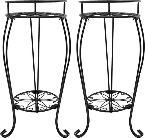 Miniatura 10 de CASIMR - Soporte para plantas de 2 niveles, estante de metal para macetas de 19.2 pulgadas de alto, estante múltiple para macetas para interiores