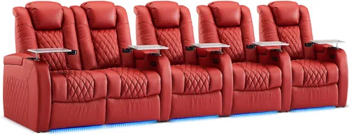 Miniatura 49 de Weilianda Asientos de Cine en Casa de Cuero de Grano Superior Silla Reclinable con Reposacabezas Eléctrico y Reclinación Asientos de Película Sofá