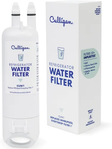 Culligan CUW1 Filtro de agua para refrigerador, reemplazo para filtro de agua Whirlpool 1 (EDR1RXD1) Reemplace cada 6 meses, paquete de 1